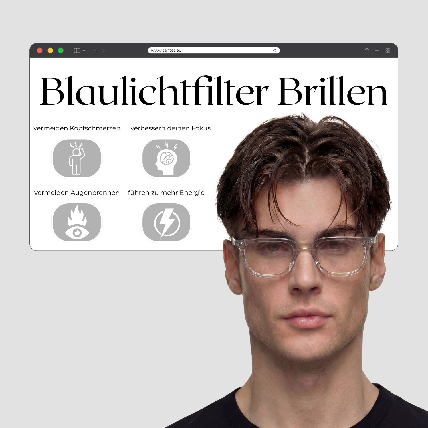 BLAULICHTFILTER BRILLE MASON