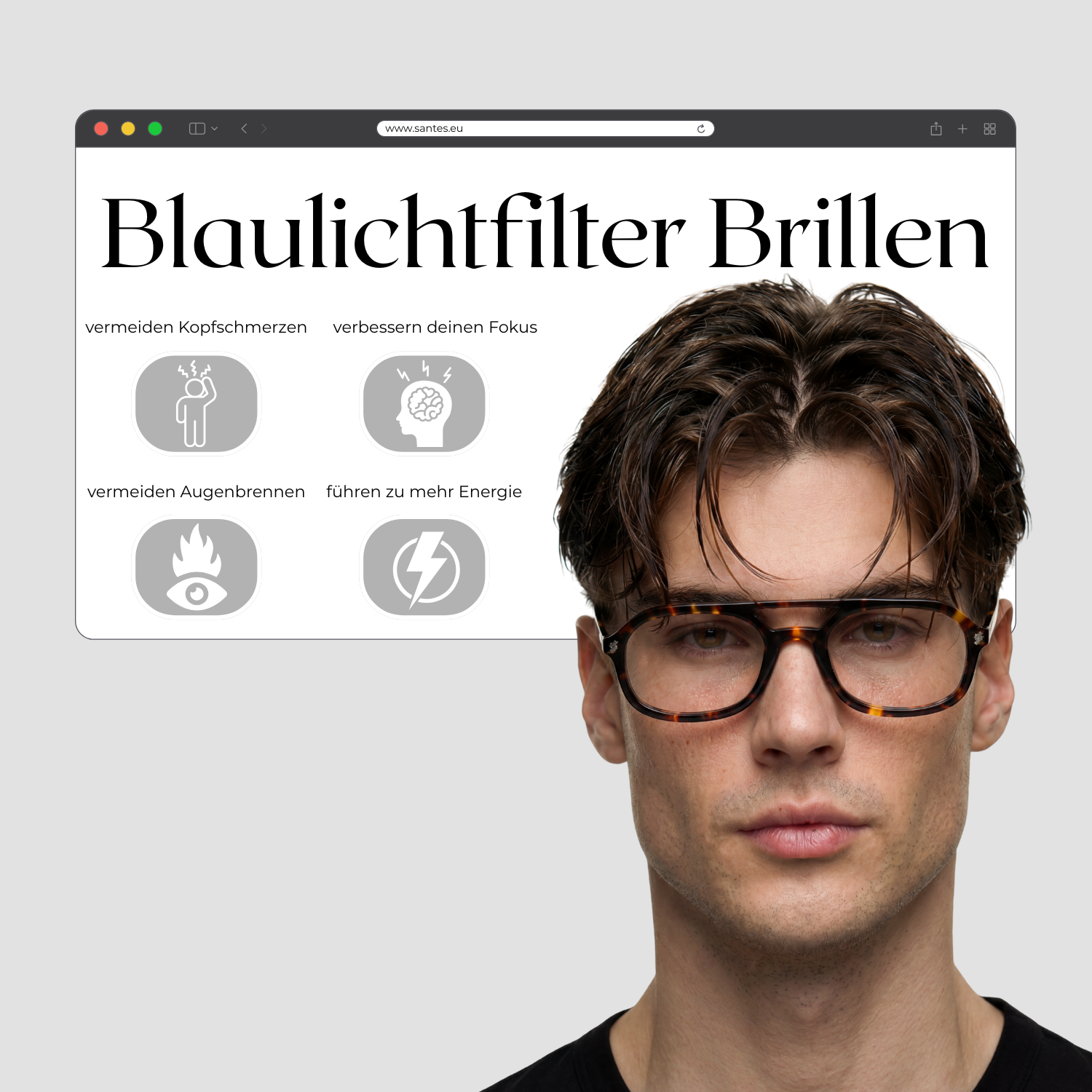 BLAULICHTFILTER BRILLE ROSECOE HAVANA